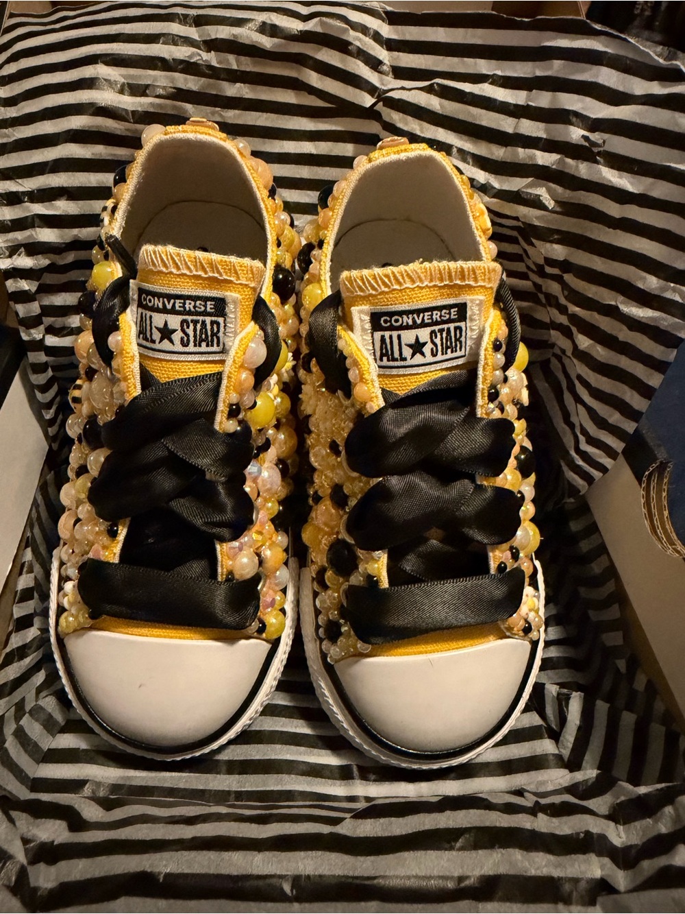 Custom Hand beaded Converse Chuck Taylors